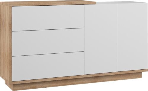 HYBRID 07 large chest of drawers with doors, Sonoma oak, white gloss colorHYBRID