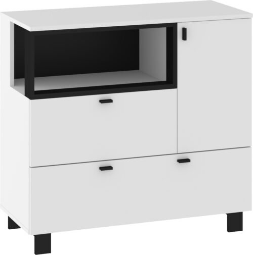 VEGAS 01 furniture chest of drawers on legs for living room, white black