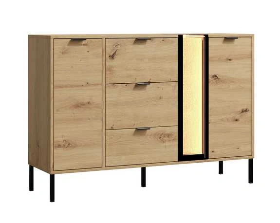 Scandinavian chest of drawers with wooden inserts Evolution EV12