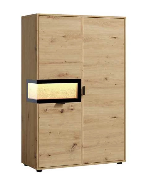 Low Scandinavian display case with wooden inserts Evolution EV2a