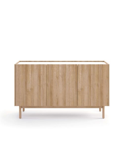 Boho chest of drawers K144/83, three doors, Riviera Oak/Bianco marble