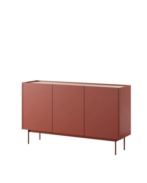 COLOR K144 chest of drawers, ceramic red / Linea oak doors