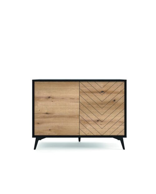 Diamond K104 chest of drawers, two doors, Evoke Oak / black