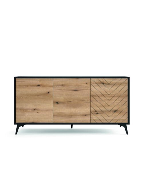 Diamond K154 chest of drawers, three doors, Evoke Oak / black