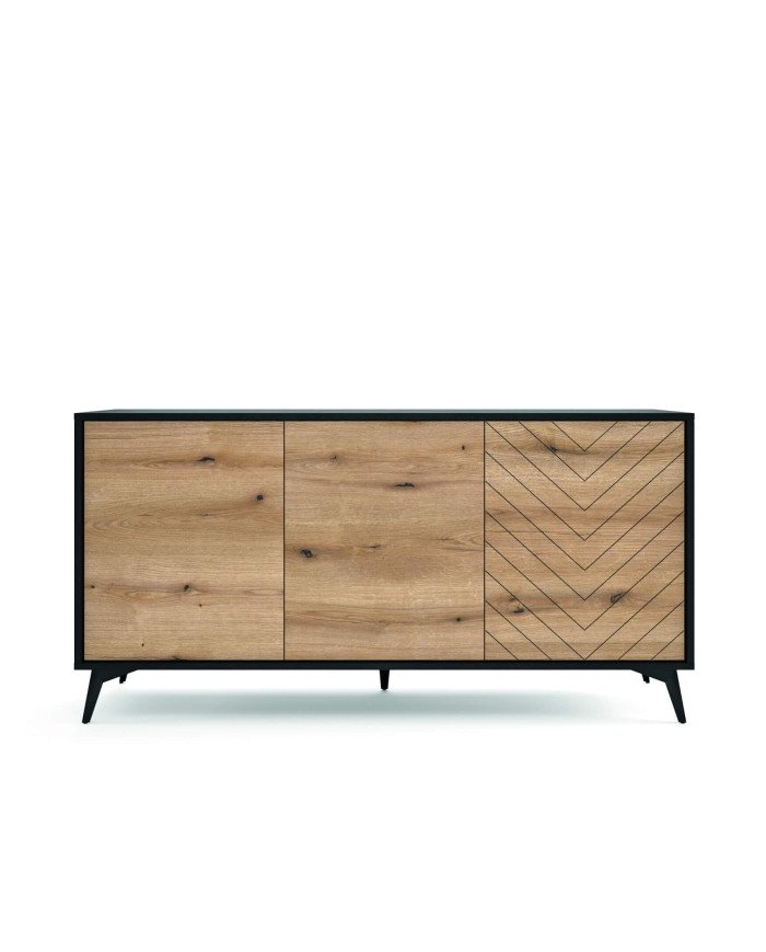 Diamond K154 chest of drawers, three doors, Evoke Oak / black