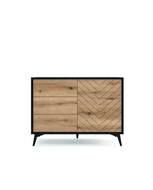Diamond KSZ104 chest of drawers, with doors, drawers, Evoke Oak/black