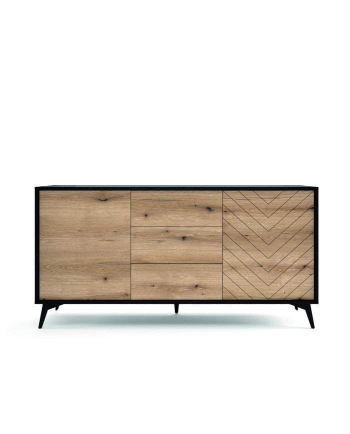 Diamond KSZ154 chest of drawers, with doors, drawers, Evoke Oak/black