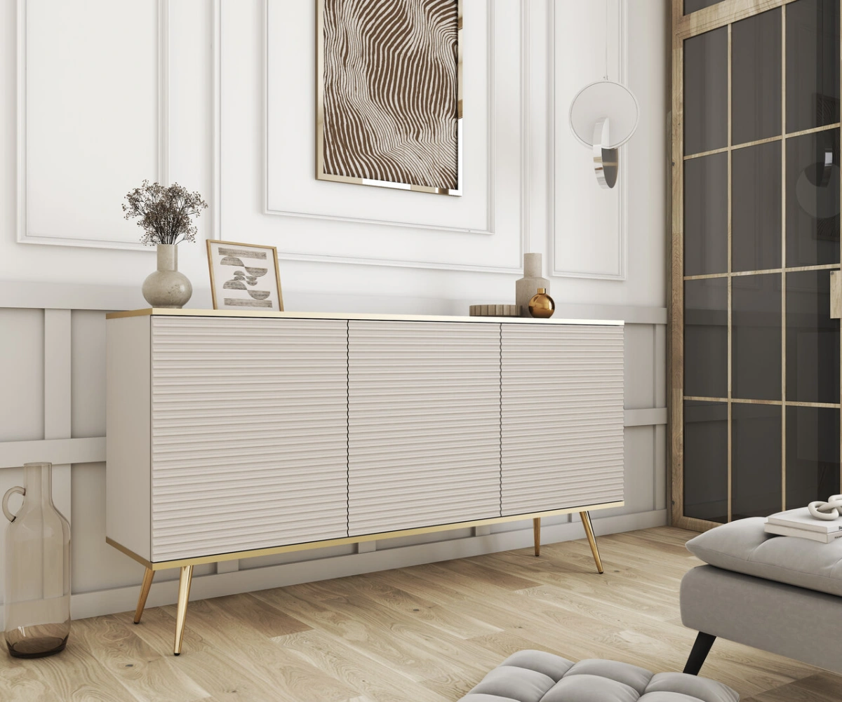 Oro K160 beige edged MDF chest of drawers - Image 2