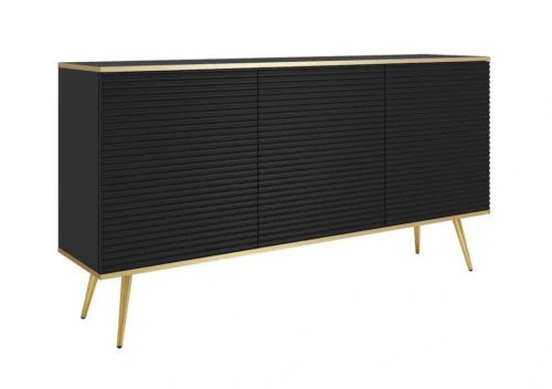 Oro K160 chest of drawers with cabinets, black grooved MDF