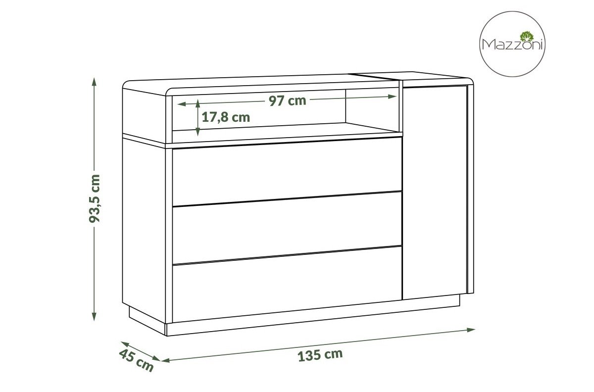 FOLK K-135 chest of drawers, glossy/matt white + "Millenium Concrete" – MODERN LIVING ROOMS - Image 4