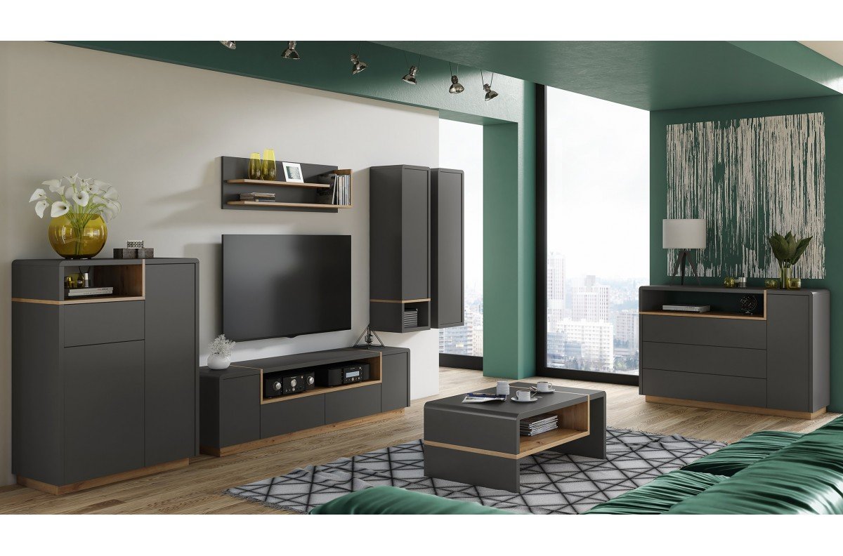 FOLK K-90 chest of drawers, anthracite (dark gray) / "Artisan Oak" – MODERN LIVING ROOMS - Image 3