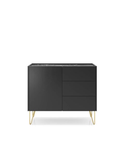 Harmony KSZ97 chest of drawers, with doors, black graphite/black royal marble
