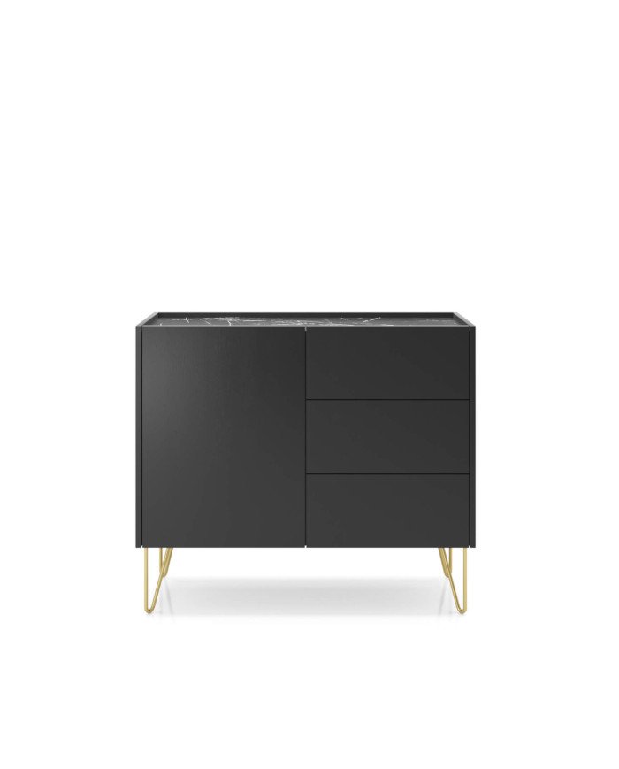 Harmony KSZ97 chest of drawers, with doors, black graphite/black royal marble