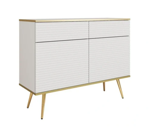 Oro KSZ107 chest of drawers with cabinets and drawers, white grooved MDF