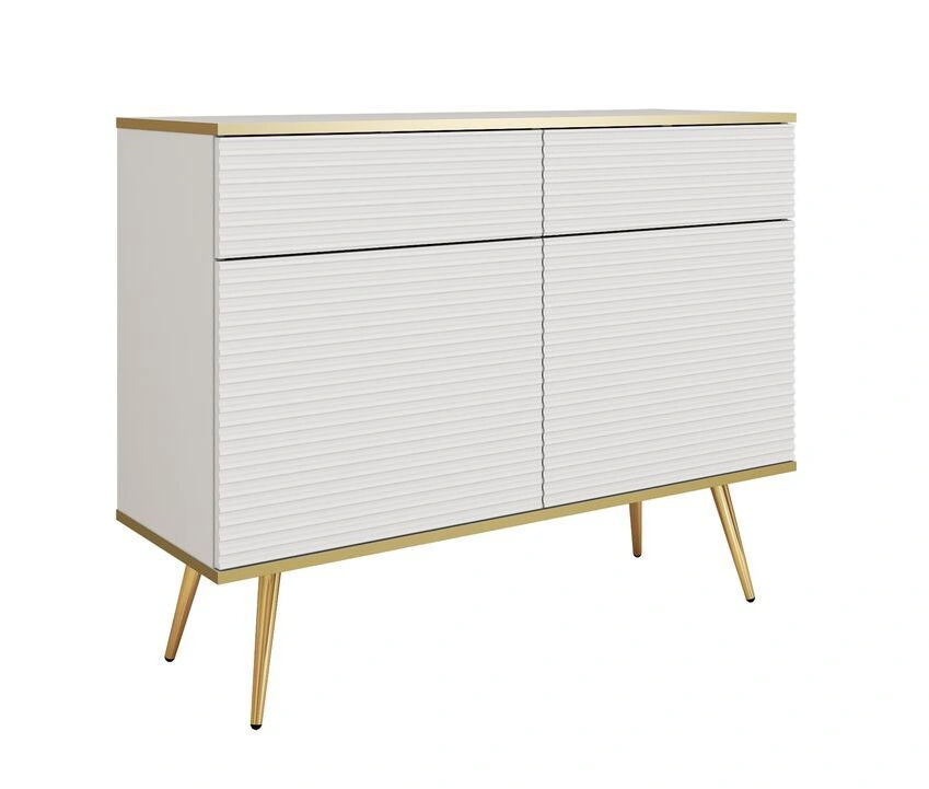 Oro KSZ107 chest of drawers with cabinets and drawers, white grooved MDF