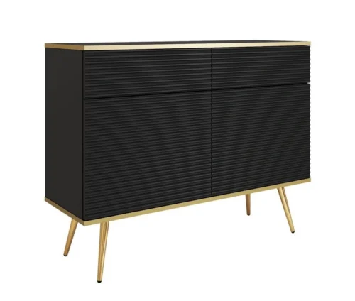 Oro KSZ107 chest of drawers with cabinets and drawers, black grooved MDF