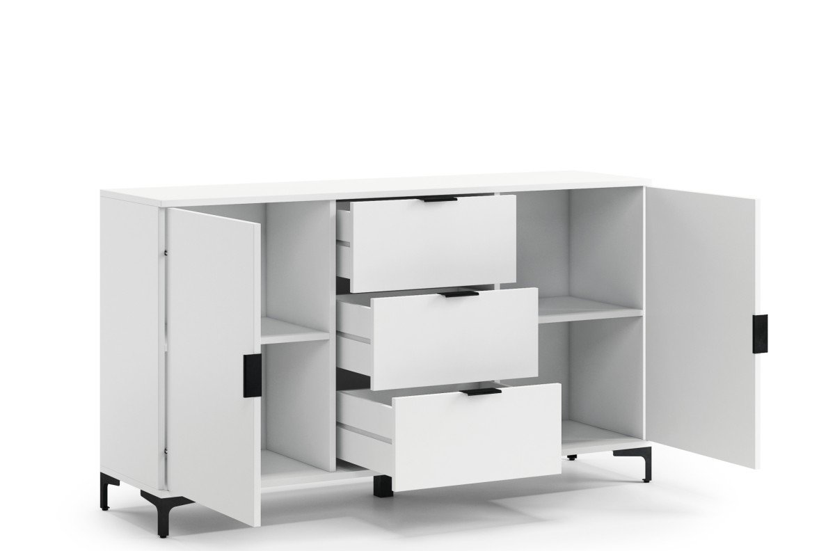 LANA 04 chest of drawers, matte white - 2-door freestanding cabinet with drawers - Image 2