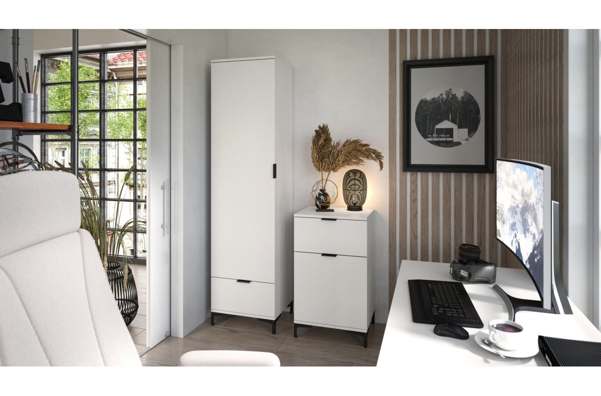 LANA 04 chest of drawers, matte white - 2-door freestanding cabinet with drawers - Image 6