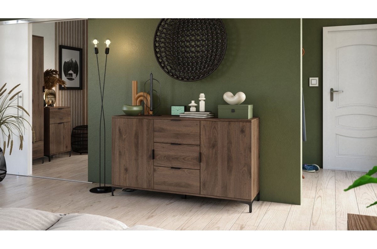LANA K-100 Elegant walnut chest of drawers - 4-door floor cabinet - Image 5