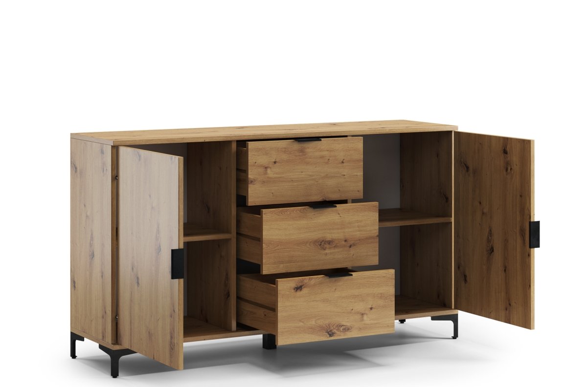 LANA K-150S Artisan Oak chest of drawers - 2-door freestanding cabinet with drawers - Image 2