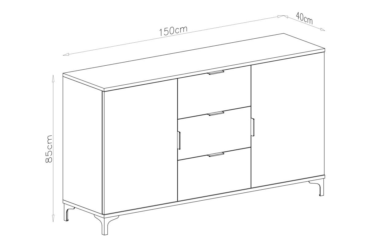 LANA K-150S Artisan Oak chest of drawers - 2-door freestanding cabinet with drawers - Image 4