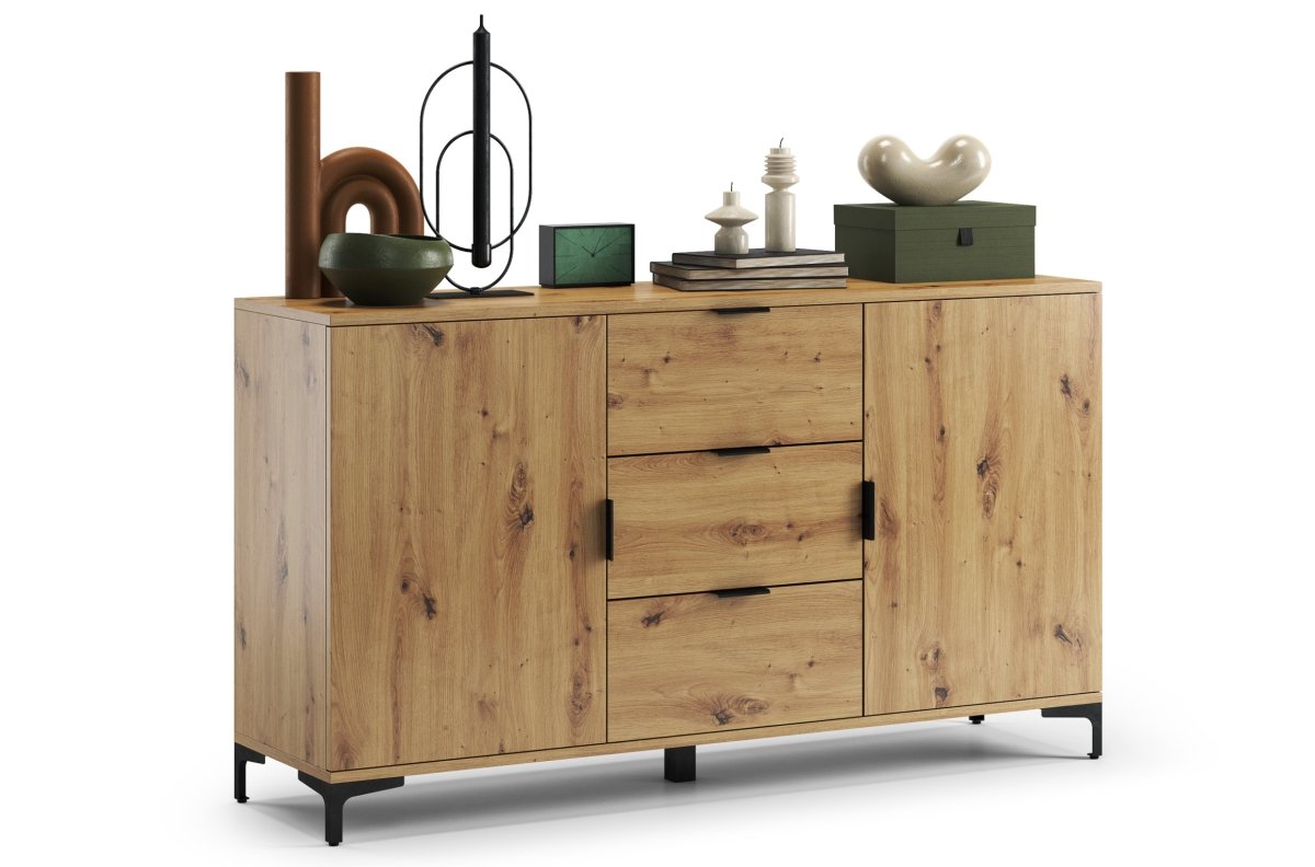 LANA K-150S Artisan Oak chest of drawers - 2-door freestanding cabinet with drawers