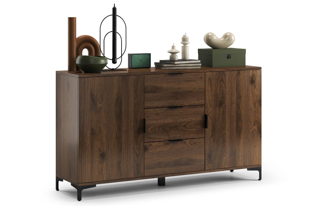 LANA K-150S elegant walnut chest of drawers - two-door freestanding cabinet with drawers