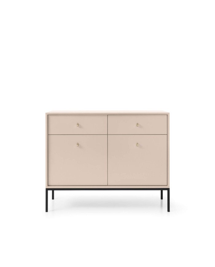 Mono MKSZ104 chest of drawers, with doors, drawers, beige/black frame