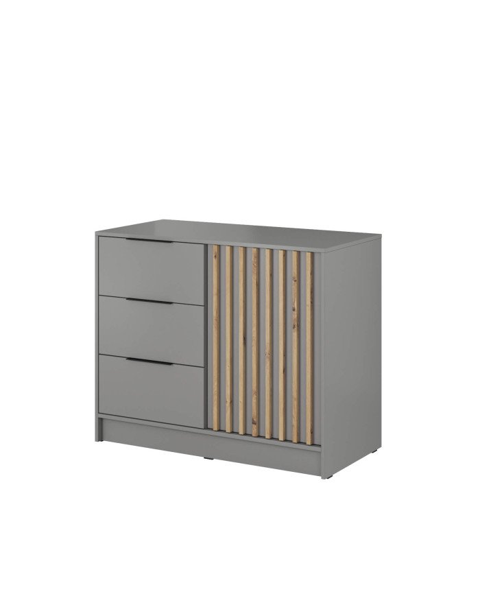 Nelly 2D chest of drawers with doors, grey/artisan oak