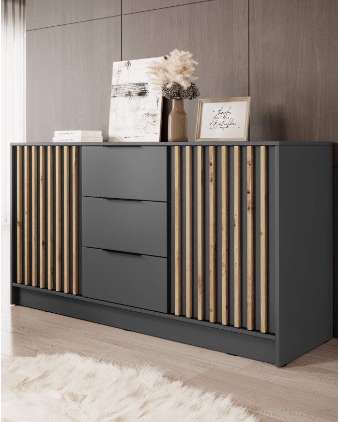 Nelly 3D chest of drawers, graphite/artisan oak - Image 2