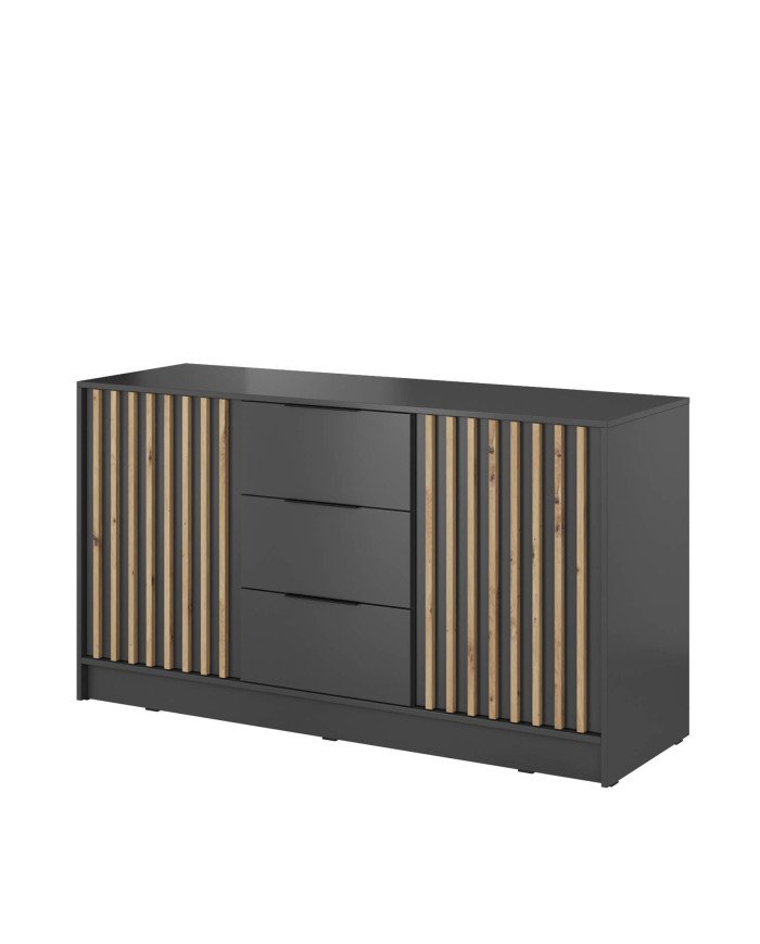 Nelly 3D chest of drawers, graphite/artisan oak