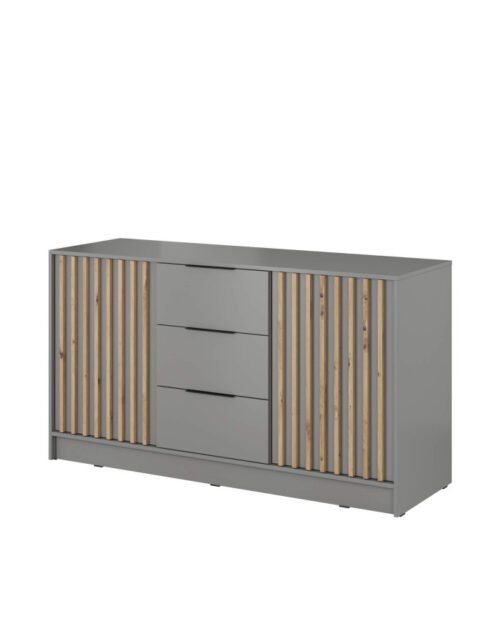 Nelly 3D chest of drawers, with doors, grey/artisan oak