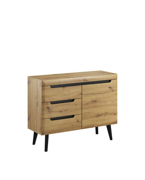 Nordi NKSZ107 chest of drawers, with doors, drawers, Artisan oak/black