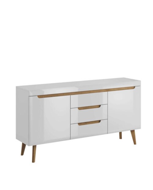 Nordi NKSZ160 chest of drawers, with doors, white/Riviera oak