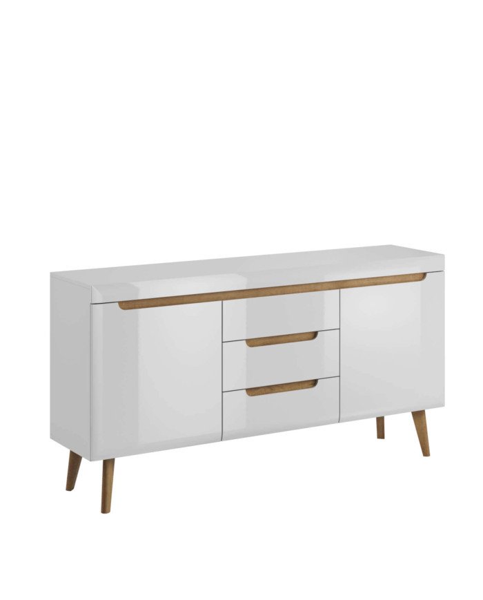 Nordi NKSZ160 chest of drawers, with doors, white/Riviera oak