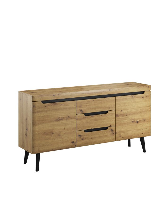 Nordi NKSZ160 chest of drawers, with doors, drawers, Artisan oak/black