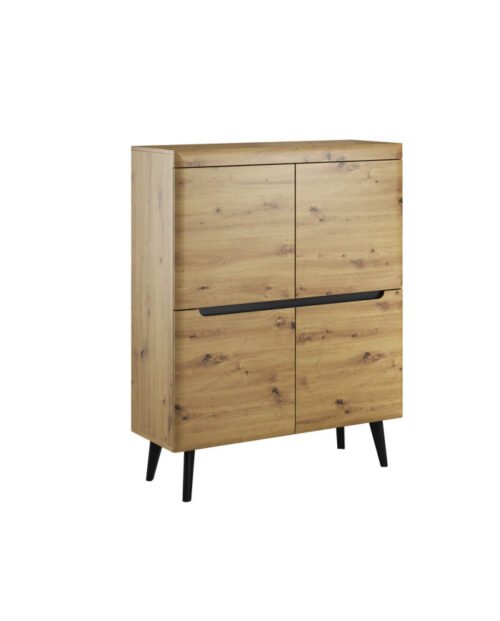 Nordi NKZ107 chest of drawers, with doors, Artisan oak/black