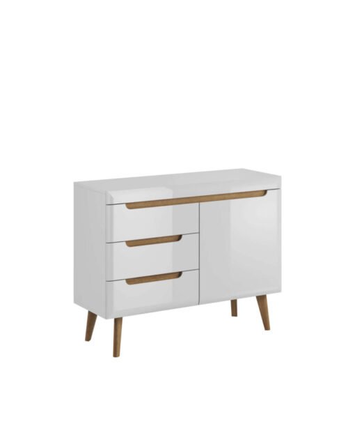 Nordi NKSZ107 chest of drawers, with doors, white/Riviera oak