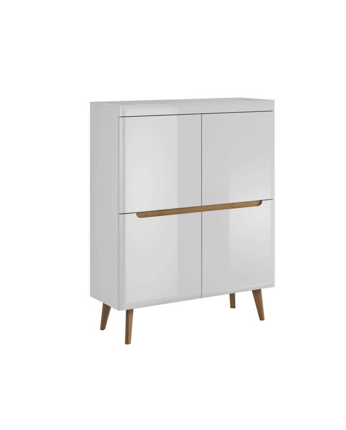 Nordi NKZ107 chest of drawers, with doors, white/Riviera oak