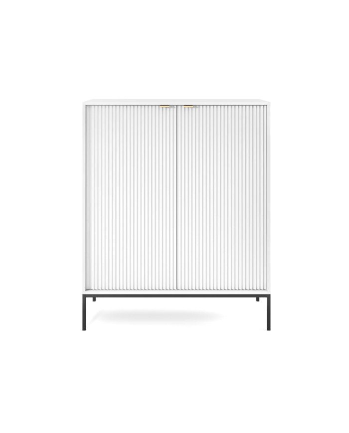 Nova K104 chest of drawers, with drawers, doors, white/black frame