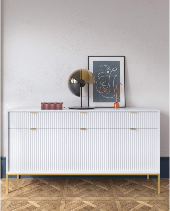 Nova K104 chest of drawers, with doors, white/gold frame - Image 5