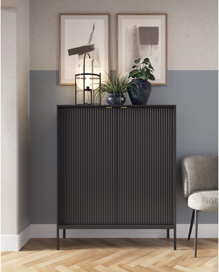 Nova K104 chest of drawers, with drawers, doors, black / black frame - Image 4