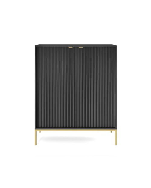 Nova K104 chest of drawers, with drawers, doors, black/gold frame