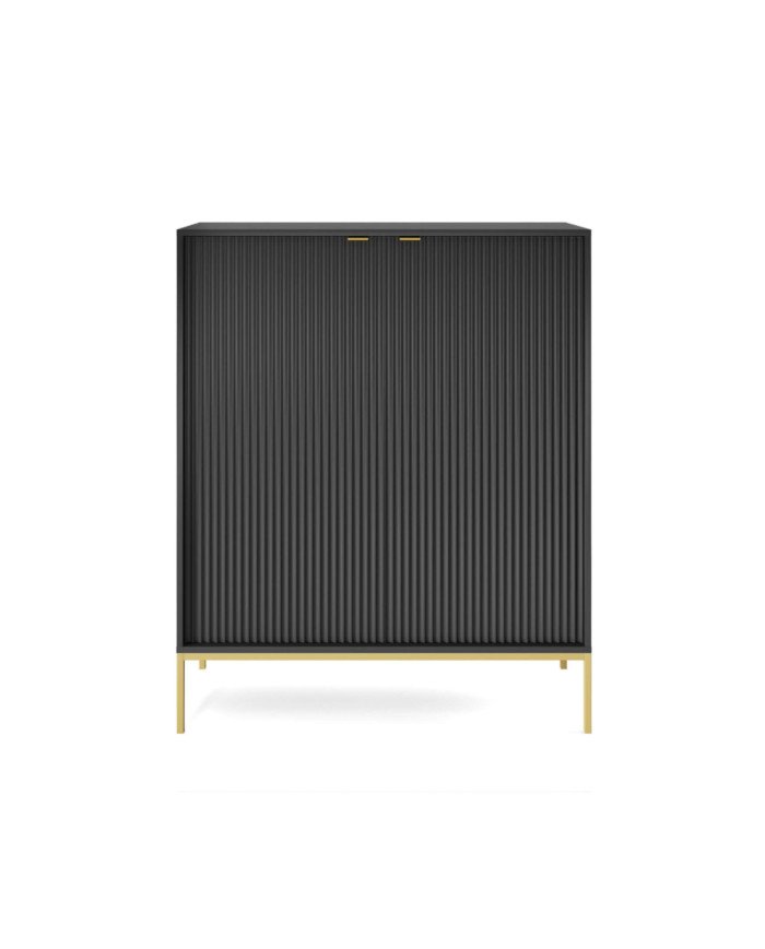 Nova K104 chest of drawers, with drawers, doors, black/gold frame