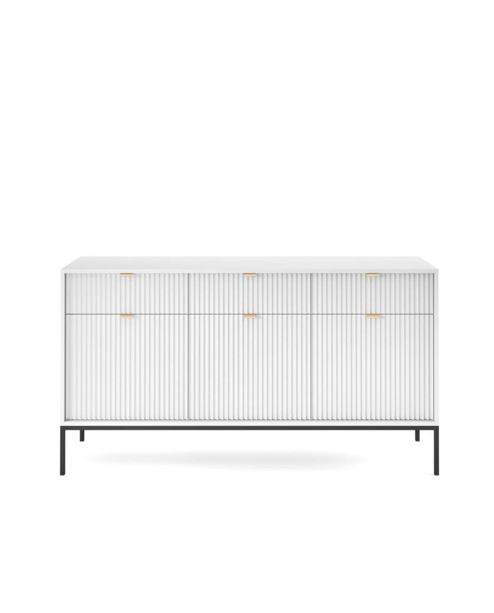 Nova KSZ154 chest of drawers, with doors, drawers, white/black frame
