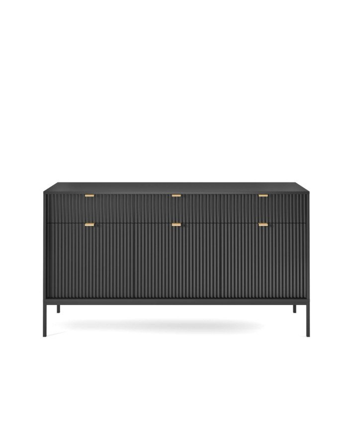 Nova KSZ154 chest of drawers, with drawers, doors, black / black frame