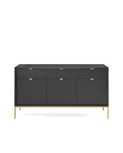 Nova KSZ154 chest of drawers, with drawers, doors, black/gold frame