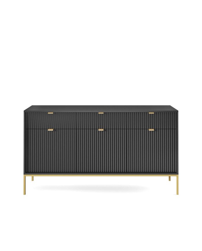 Nova KSZ154 chest of drawers, with drawers, doors, black/gold frame
