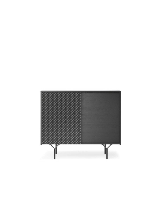 Raven KSZ97 chest of drawers, with doors, black