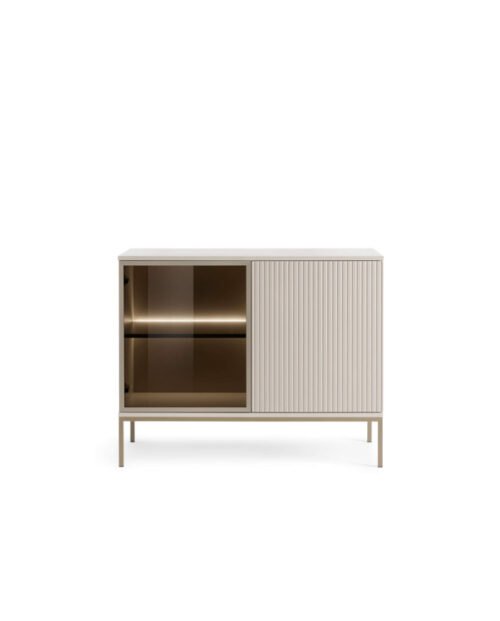 Sento K104 chest of drawers, two doors, with lighting, Cashmiere